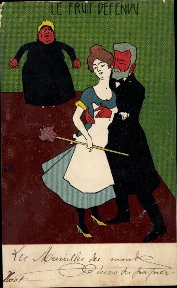 Postcard Man Hugging a Maid, Angry Wife, Jealousy