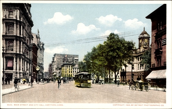 Ak Hartford Connecticut VS, Main Street, stadhuis