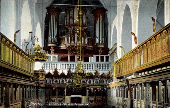 Postcard Preetz in Holstein, interior of the monastery church