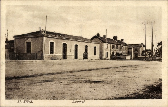 Postcard Saint Erme Outre et Ramecourt Aisne, train station