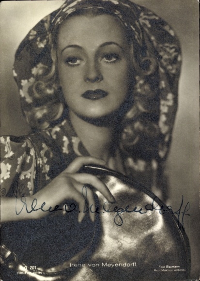 Postcard actress Irene von Meyendorff, autograph