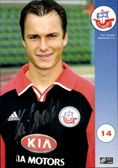 Autograph card footballer Kai Oswald, FC Hansa Rostock, autograph
