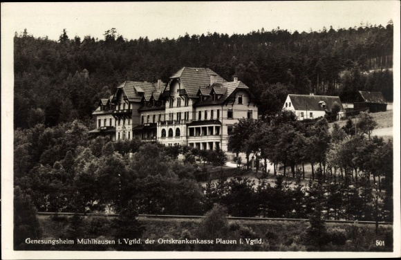 Postcard Mühlhausen Bad Elster in Vogtland, convalescent home of the local health insurance company Plauen