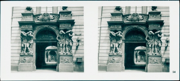 Zdjęcie stereo Praha Praga, Stare Miasto, Pałac Clam Gallas, portal