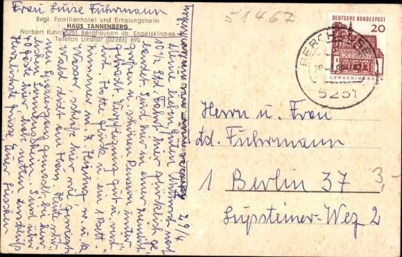 Postcard Berghausen Gummersbach in the Oberbergischer Kreis, Haus Tannenberg