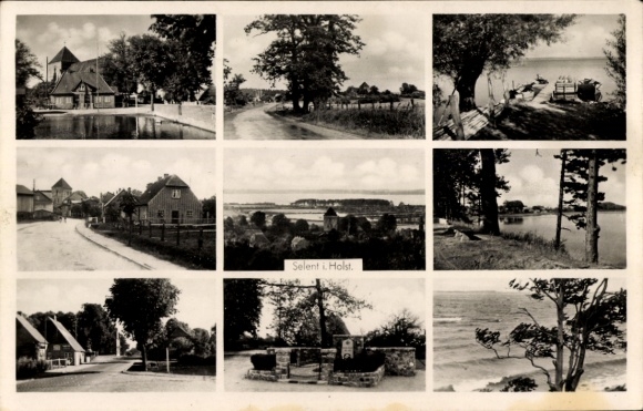 Postcard Selent Holstein, partial views