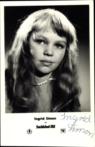 Postcard actress Ingrid Simon, portrait, autograph