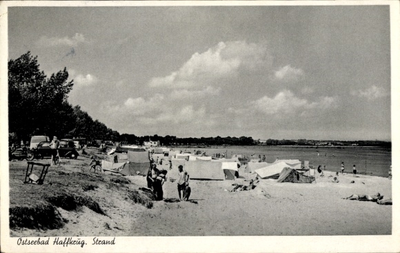 Ak Haffkrug Scharbeutz Ostholstein, Ostsee Strand, Sandstrand, Zelte, Bäume, Urlauber