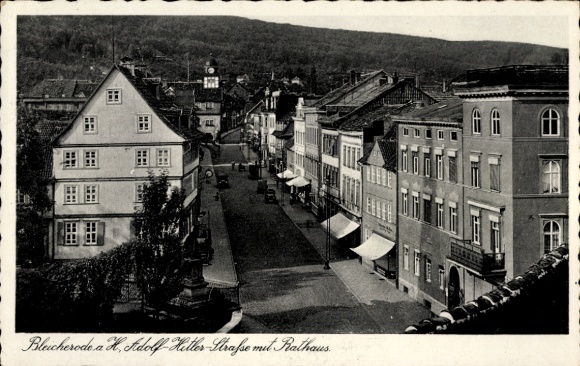 Ak Bleicherode am Harz, Adolf-Hitler-Straße, Rathaus