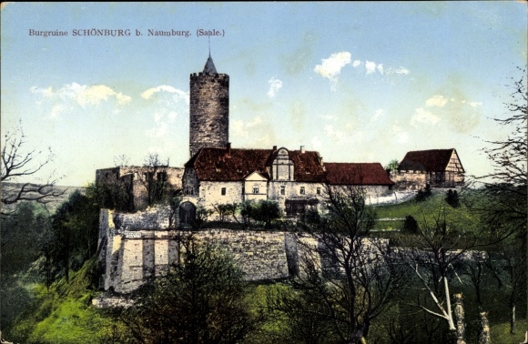 Postcard Schönburg b. Naumburg Saale, castle ruins Schönburg