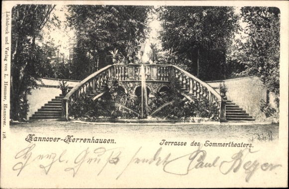 Postcard Herrenhausen Hannover in Lower Saxony, terrace of the summer theater