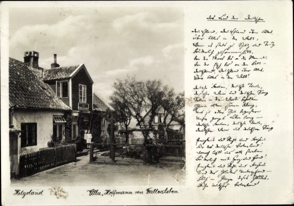 Postcard North Sea island Heligoland, Villa Hoffmann von Fallersleben