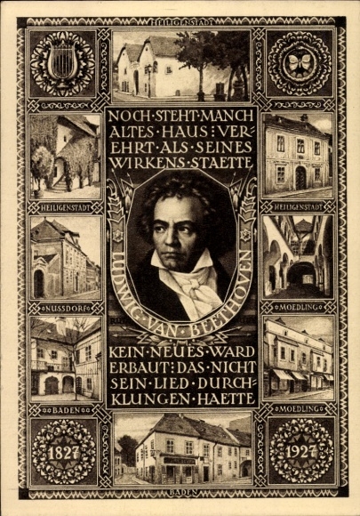 Ganzsachen Ak Mödling in Niederösterreich, Komponist Ludwig van Beethoven, Heiligenstadt