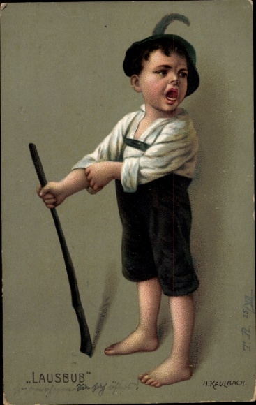 Artist PC Kaulbach, H., Lausbub, cheeky little farm boy