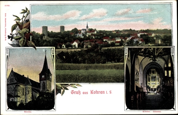 Ak Kohren Sahlis Frohburg Sachsen, Panorama, Kirche, Inneres
