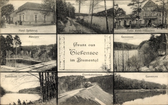 Postcard Tiefensee Werneuchen in der Mark, Gamensee, Hotel Waldschlößchen, Mittelsee