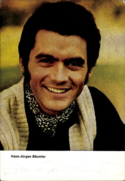 Postcard actor and figure skater Hans-Jürgen Bäumler, portrait, ZDF, autograph