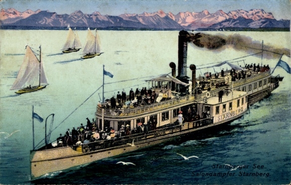 Postcard Salondampfer Starnberg on Lake Starnberg