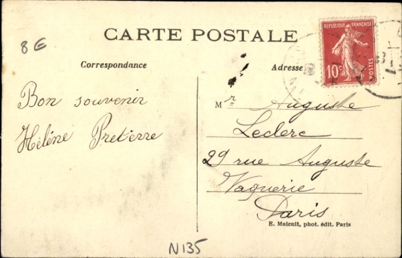 Postcard Créteil Val de Marne, fisherman in boat, house in background, calm water, shadow by sun
