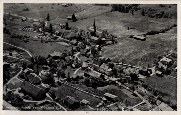 Postcard Weitnau in Oberallgäu Swabia, aerial photograph