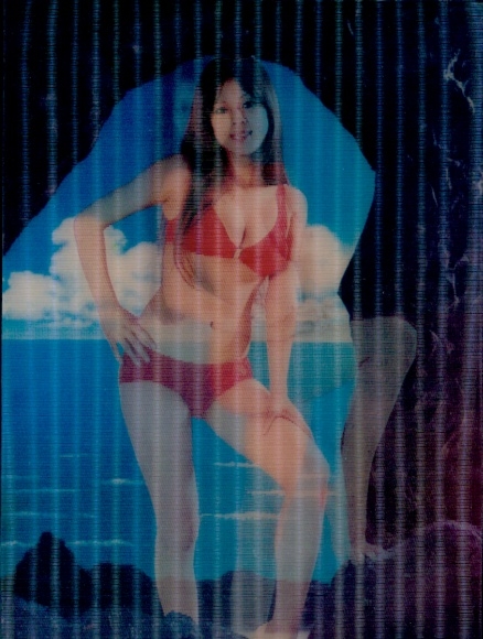 3D Postcard Erotic, young woman in red bikini