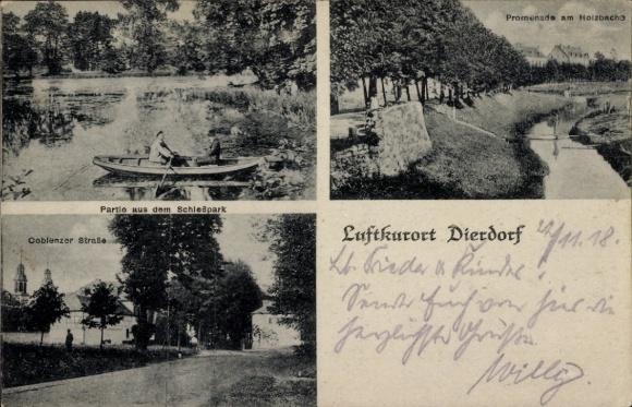 Postcard Dierdorf in the Westerwald, castle park, promenade, Coblenzer Straße