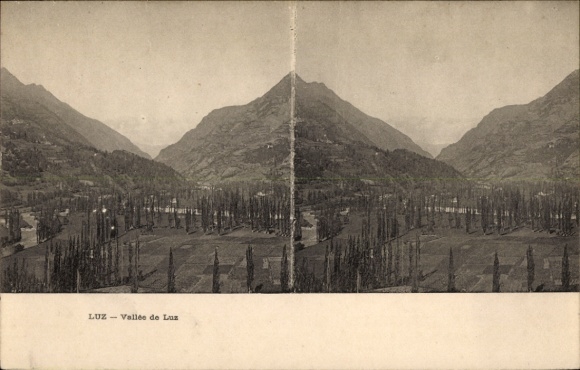 Ak Luz Saint Sauveur Hautes Pyrénées, Berglandschaft, bewaldete Täler, Flüsse, LUZ Vallée de Lux