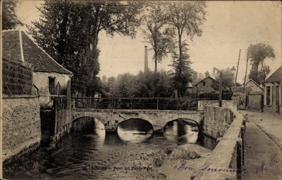 Ak Gisors Eure, Brücke über Wasser, Natur, Gebäude, Bäume