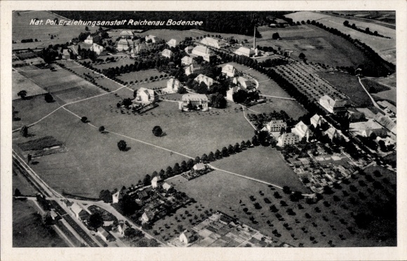 Ak Insel Reichenau Bodensee, Nat. Pol. Erziehungsanstalt, Luftbild
