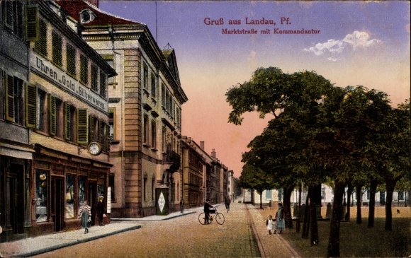 PC Landau in der Pfalz in Rhineland-Palatinate, view of Marktstraße with commander&#39;s office