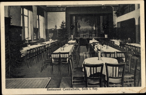 Ak Selb in de wijk Wunsiedel in het Fichtelgebirge Opper-Franken, Restaurant Centralhalle, eigenaar Chr. Gulden