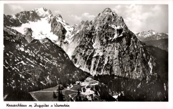 Garmisch Partenkirchen in Upper Bavaria, Kreuzeckhaus, aerial photograph