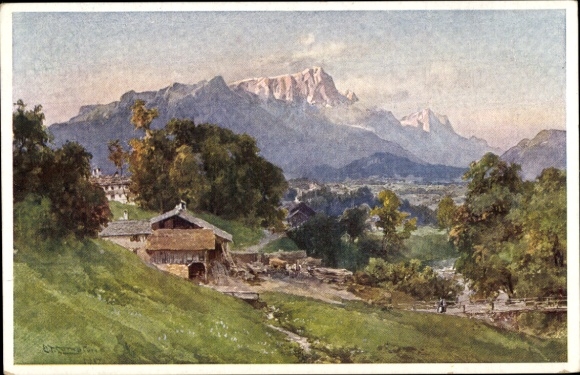 Artist Postcard Compton, ET, Schönau am Königssee Upper Bavaria, Untersberg