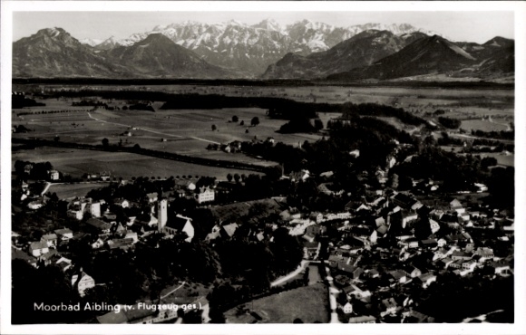 Postcard Bad Aibling in Upper Bavaria, aerial photograph