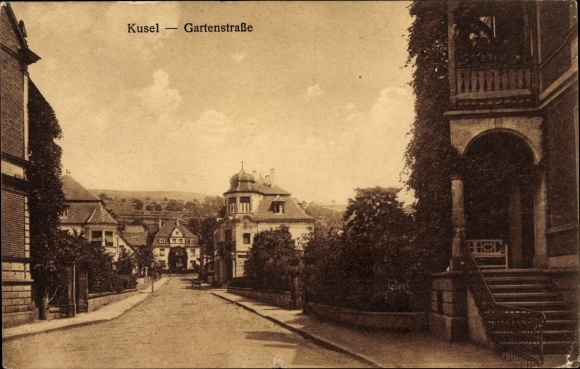 Postcard Kusel am Kuselbach Rhineland Palatinate, Gartenstrasse, street section