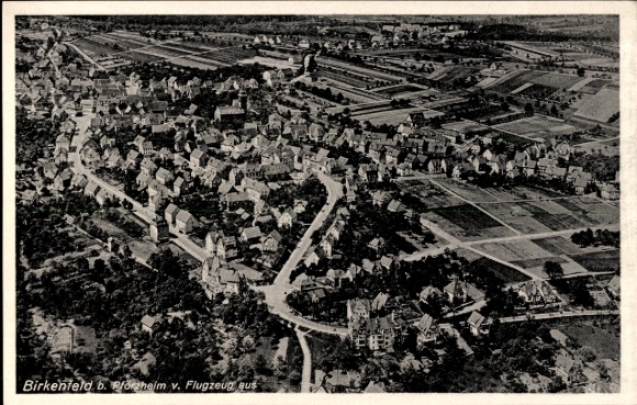 Postcard Birkenfeld an der Nahe, aerial photograph of residential areas, fields