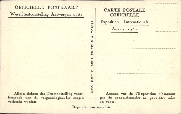 Postcard Anvers Antwerp, World Exhibition, Exposition, Weltausstellung 1930 Temple de l&#39;Art Flamand