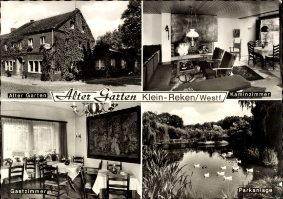 Ak Klein Reken in Westfalen, Alter Garten, Kaminzimmer