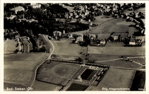 Postcard Bad Steben in the Franconian Forest Bavaria, aerial photograph
