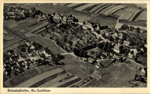 Postcard Unterdeufstetten Fichtenau in Württemberg, aerial photograph