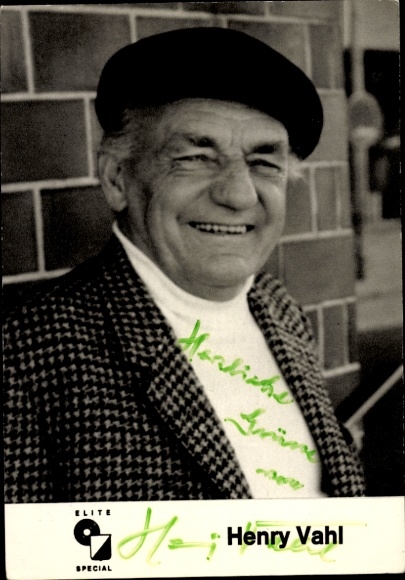 Postcard actor and singer Henry Vahl, portrait, autograph