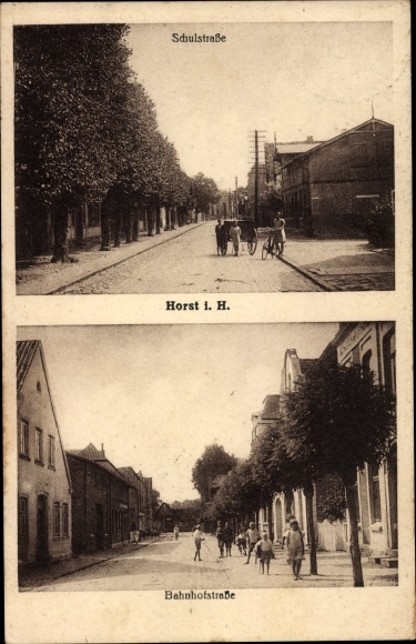 Ak Horst in Holstein, Schulstrasse, Bahnhofstrasse, kinderen