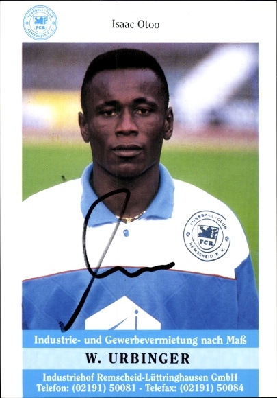 Autograph card footballer Isaac Otoo, FC Remscheid, autograph