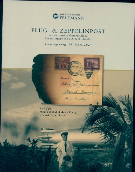 Katalog Auktionshaus Felzmann, Flug- u. Zeppelinpost, Schwerpunkt Österreich, Besatzungspost Thasler