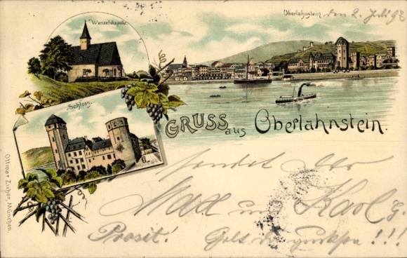 KP Oberlahnstein Lahnstein am Rhein, różne widoki na brzeg rzeki, Wenzelskapelle