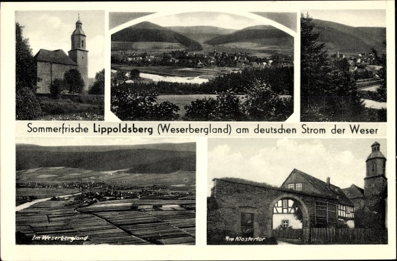 KP Lippoldsberg Bodenfelde w Dolnej Saksonii, kościół, panorama wsi, Weserbergland, przy bramie klasztornej