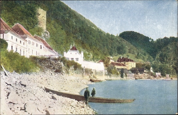 Postcard Sarmingstein St. Nikola Upper Austria, banks of the Danube