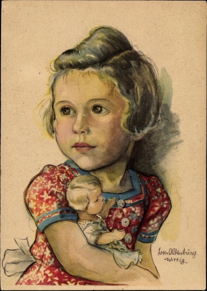 Artist PC Oldenburg Wittig, Lotte, blond girl with doll