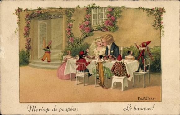 Kunstenaar Ak Ebner, Pauli, Poppenbruiloft, Het huwelijksfeest