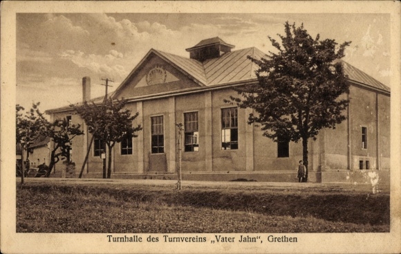Ak Grethen Parthenstein in Sachsen, Turnhalle des Turnvereins Vater Jahn